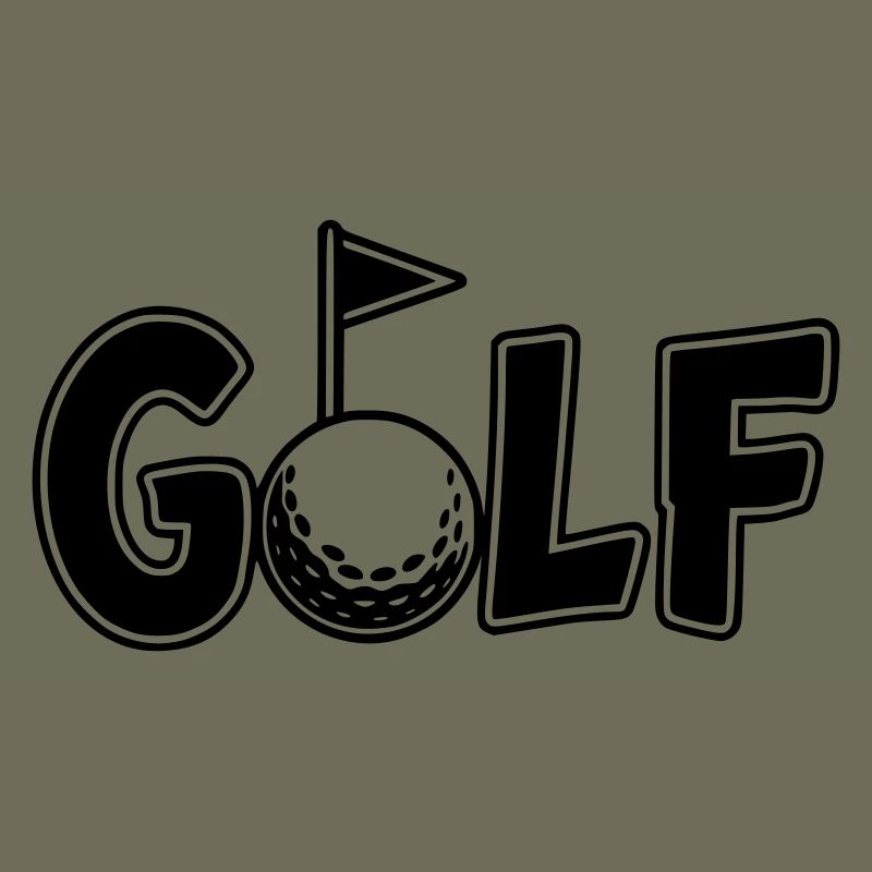 Lettrage de golf avec balle de golf et drapeau de golf