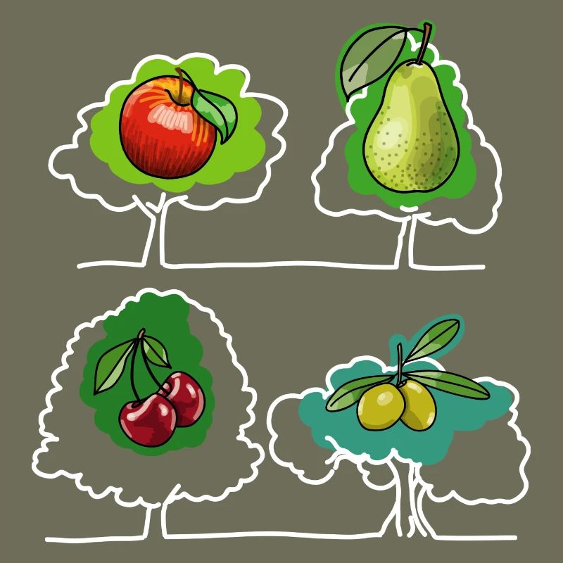 Apfel, Birne, Kirsche