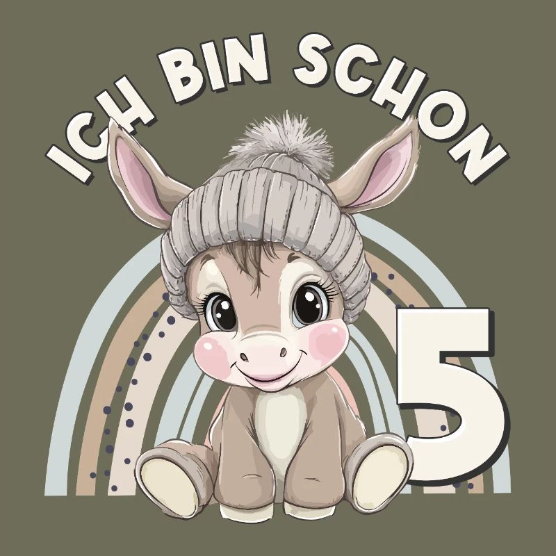 5. Geburtstag Esel Regenbogen Süß Niedlich
