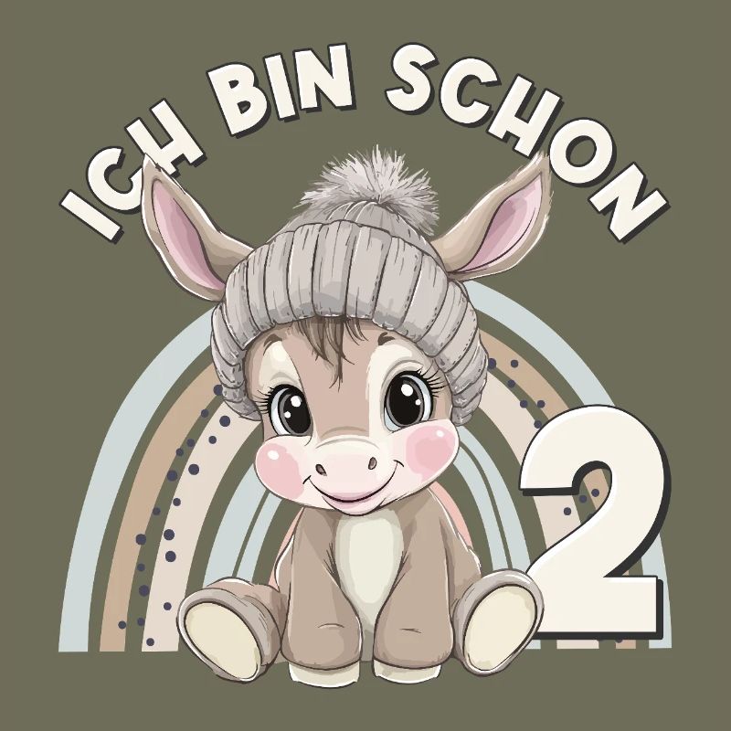 2. Geburtstag Esel Regenbogen Süß Niedlich