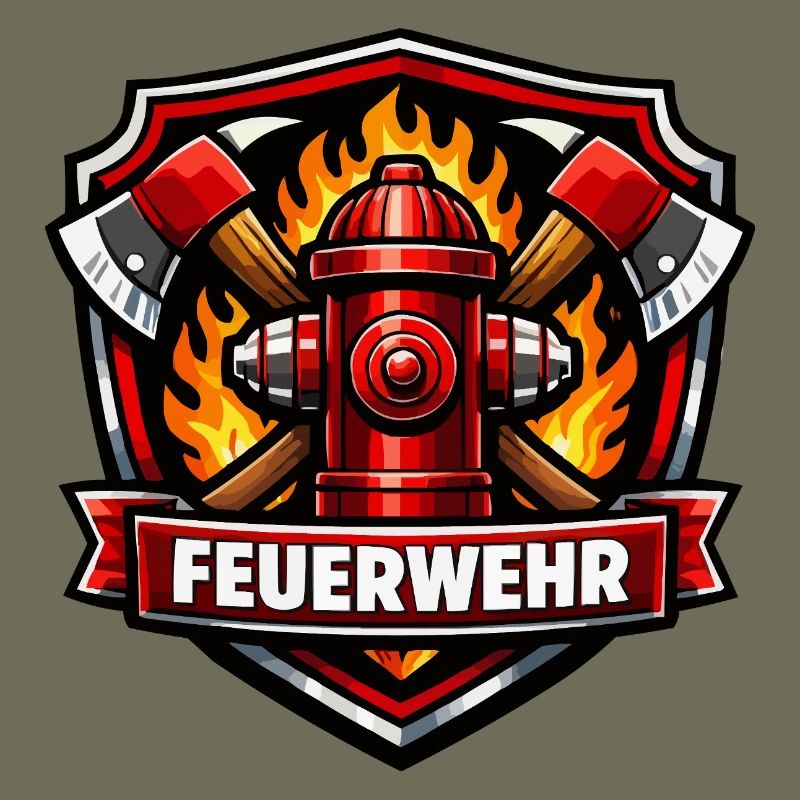 Fire Brigade Logo with Fire Hydrant and Flames