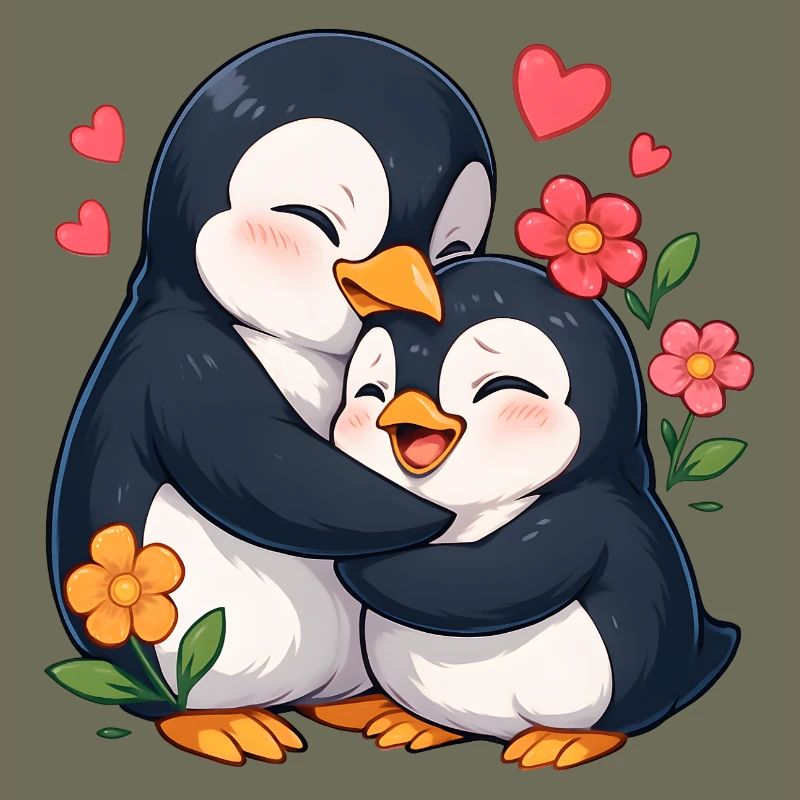 Cuddly Penguin Heart Duo