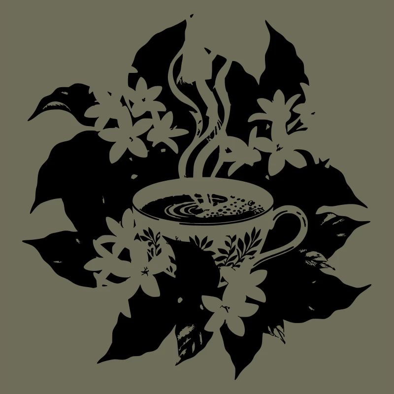 Elegante Kaffee Tasse Blumen Botanik
