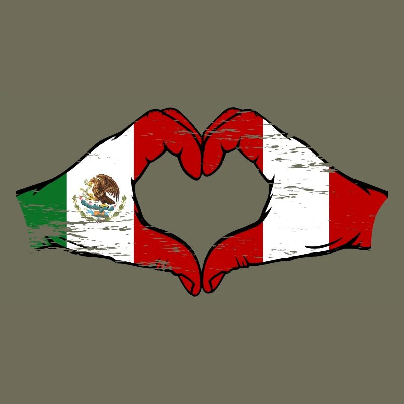 Mexique Pérou drapeau mains forme de coeur utilisé