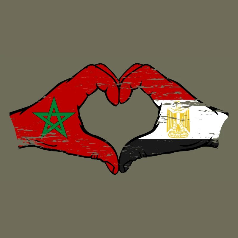 Drapeau du Maroc de l’Égypte mains en forme de coeur utilisé