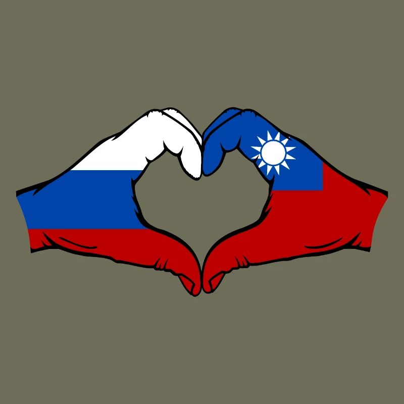 Russie Taiwan Drapeau Mains Coeur Forme