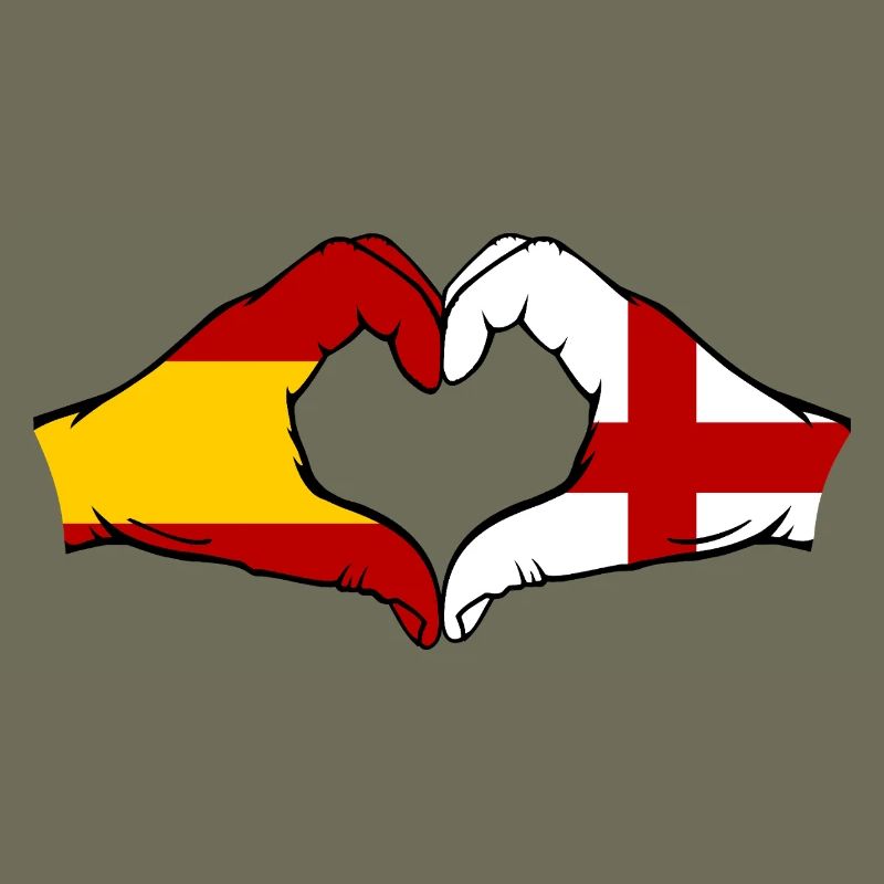 Espagne Angleterre Drapeau Mains Coeur