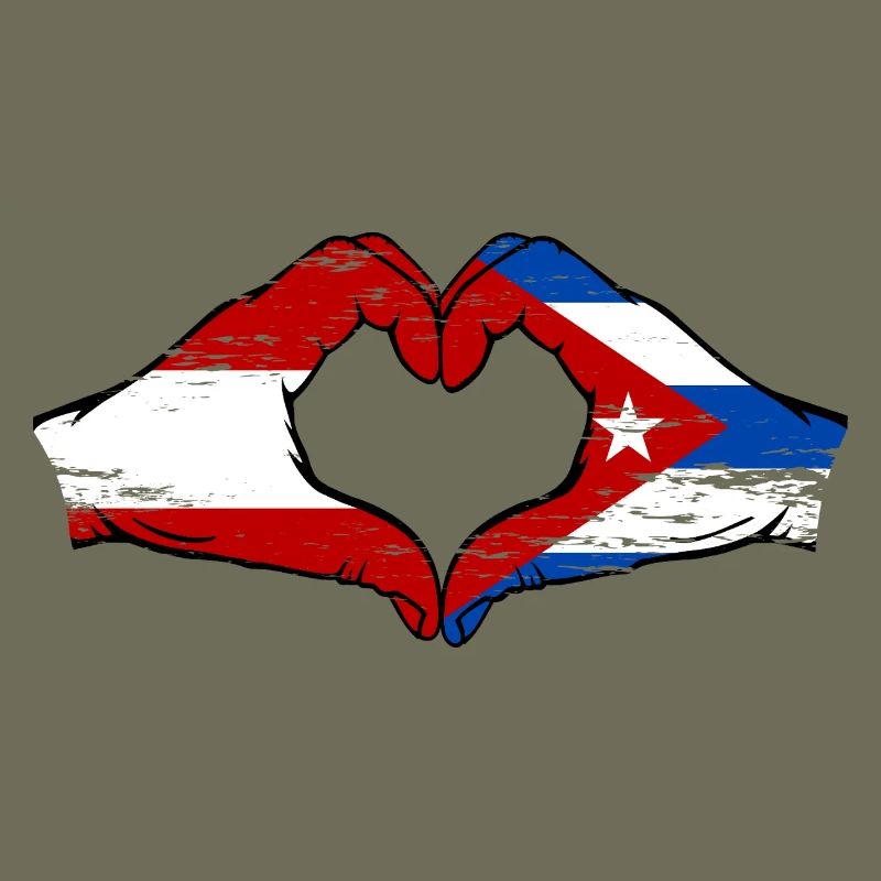 Autriche Cuba Drapeau Mains Coeur Forme Utilisé