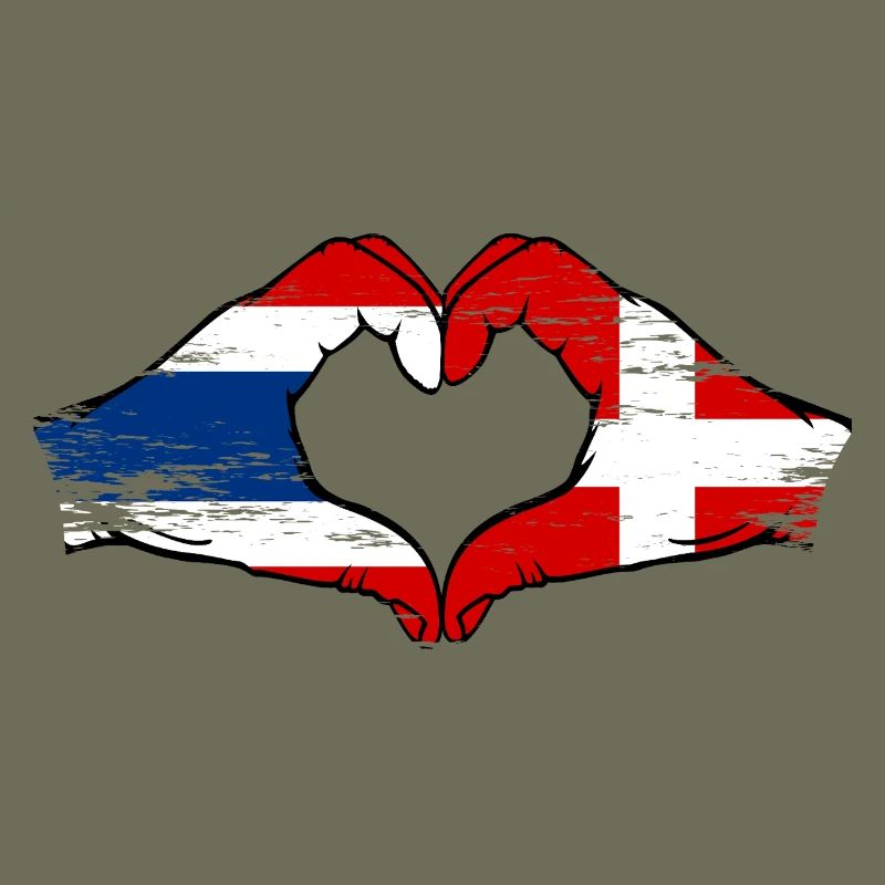 Thaïlande Danemark drapeau mains forme coeur utilisé