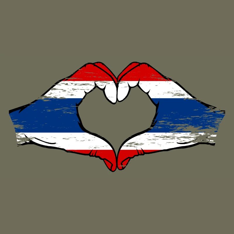 Drapeau de la Thaïlande mains forme coeur utilisé