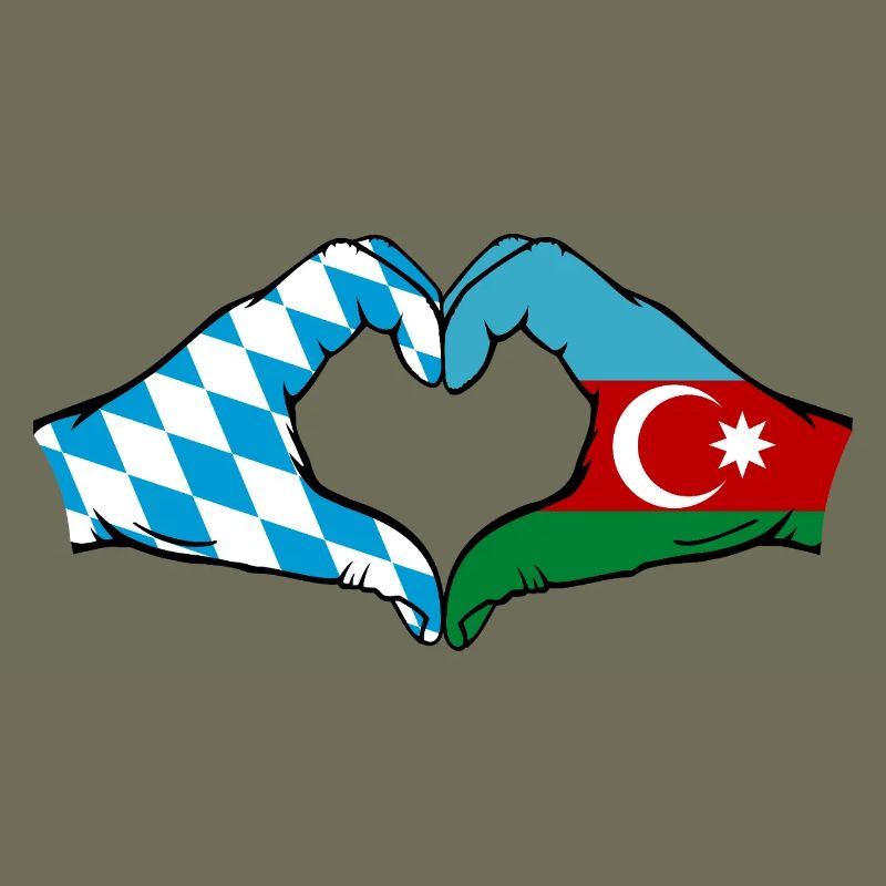 Bavière, Azerbaïdjan, Drapeau, Mains, Forme de coeur