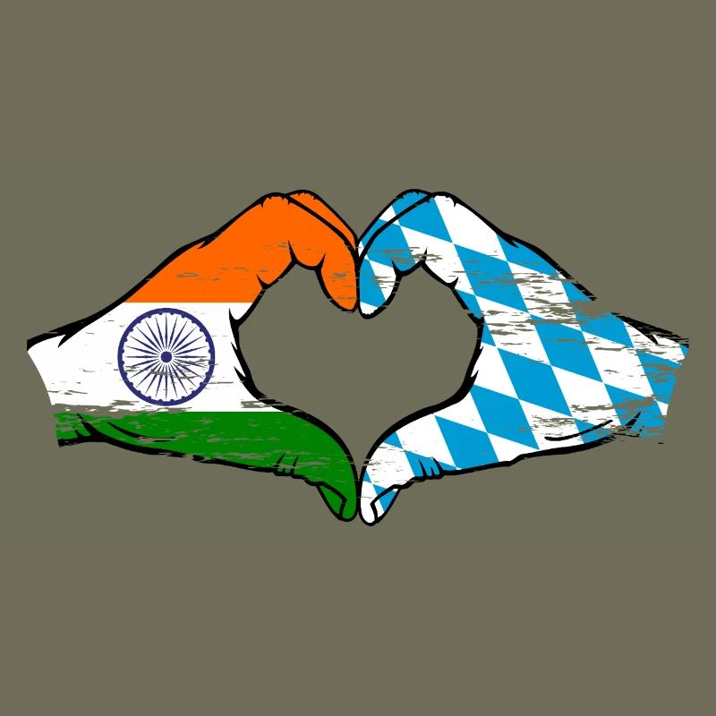 Inde Bavière drapeau mains coeur utilisé