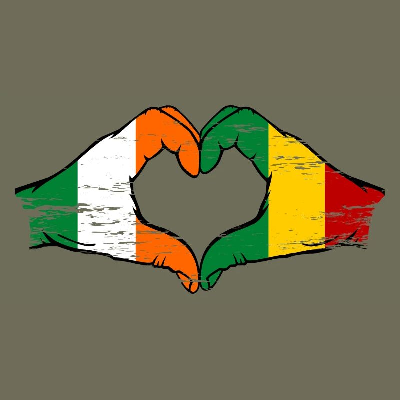 Drapeau Irlande Guinée Mains Forme de cœur utilisé