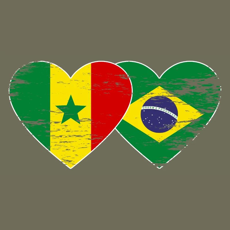 Sénégal Brésil Drapeau Mains Coeur Forme Utilisé