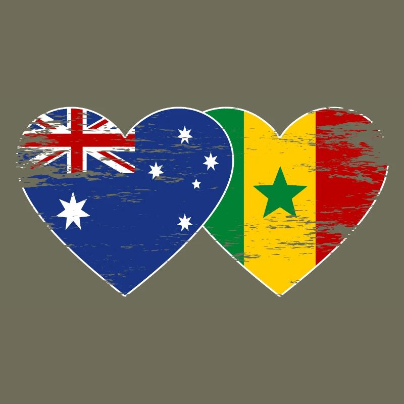 Australia Senegal Flag Heart