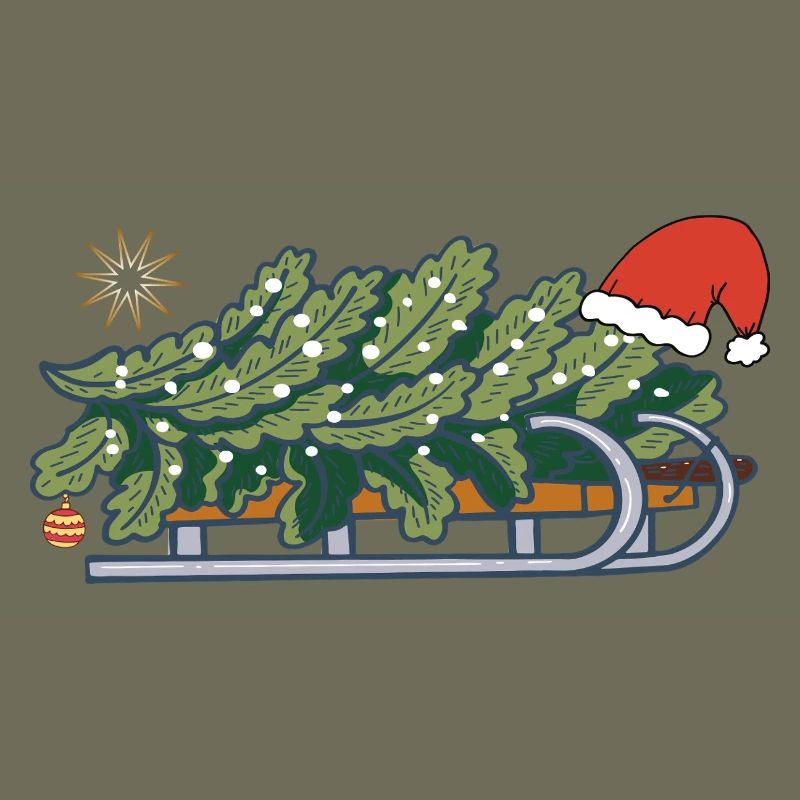 Weihnachtsbaum auf einem Schlitten