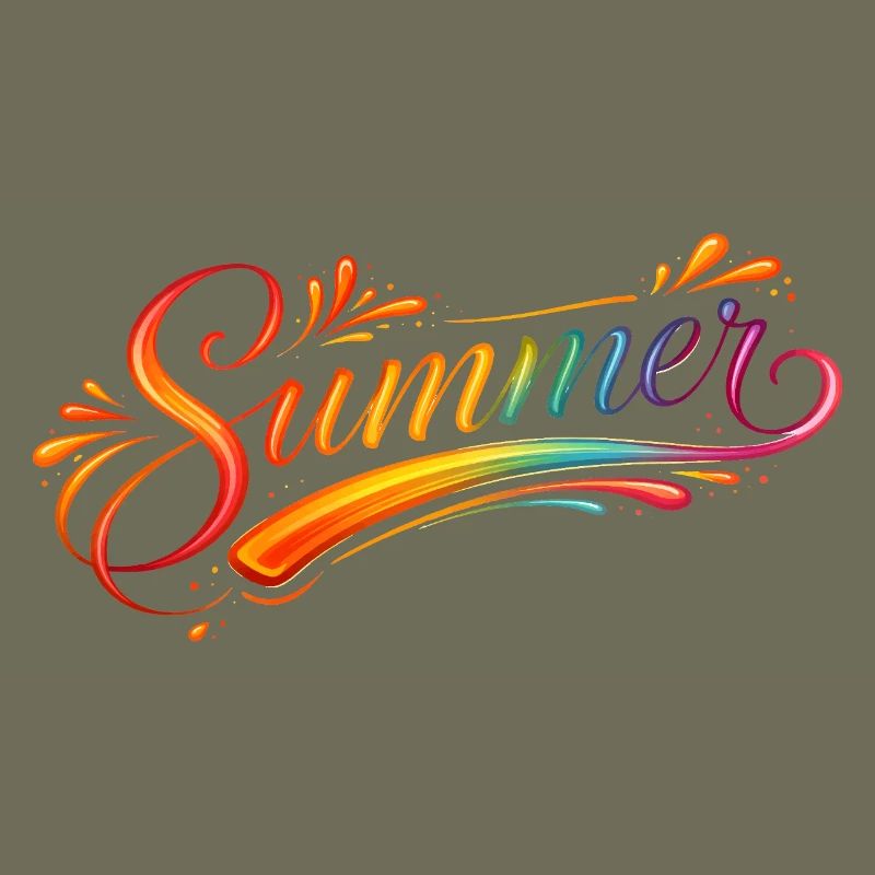 Summer lettering retro illustration