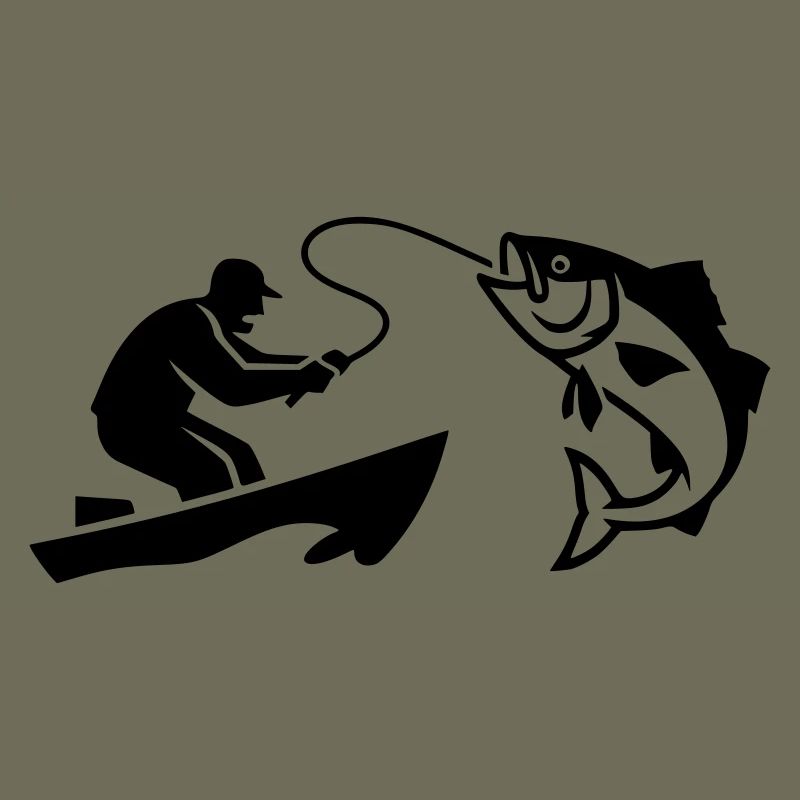 Silhouette de poisson pêcheur bateau