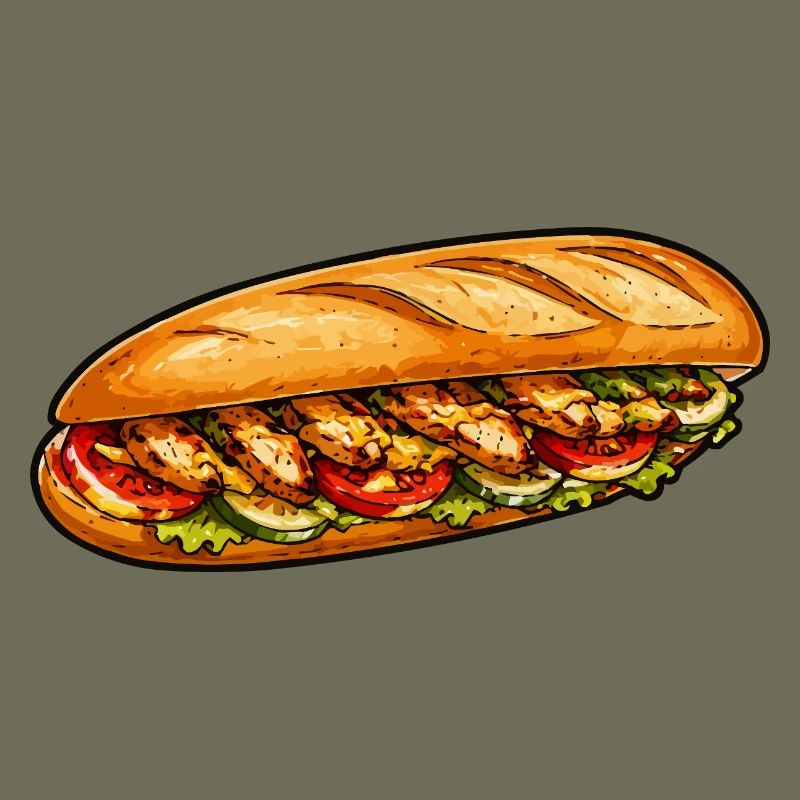 Freshly filled baguette sandwich