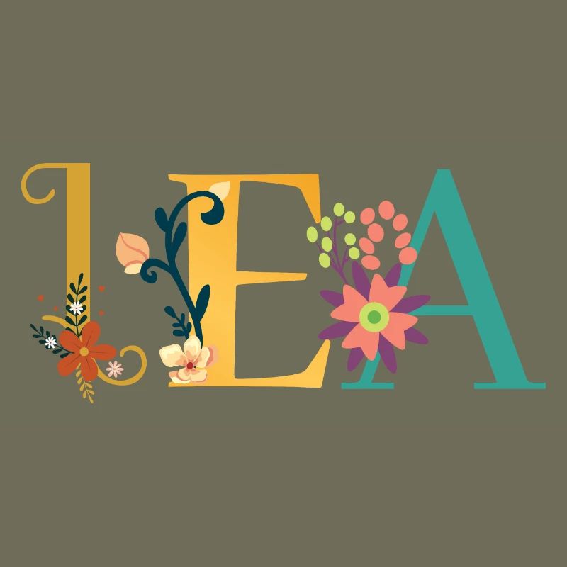 LEA Name Art avec fleurs brodées