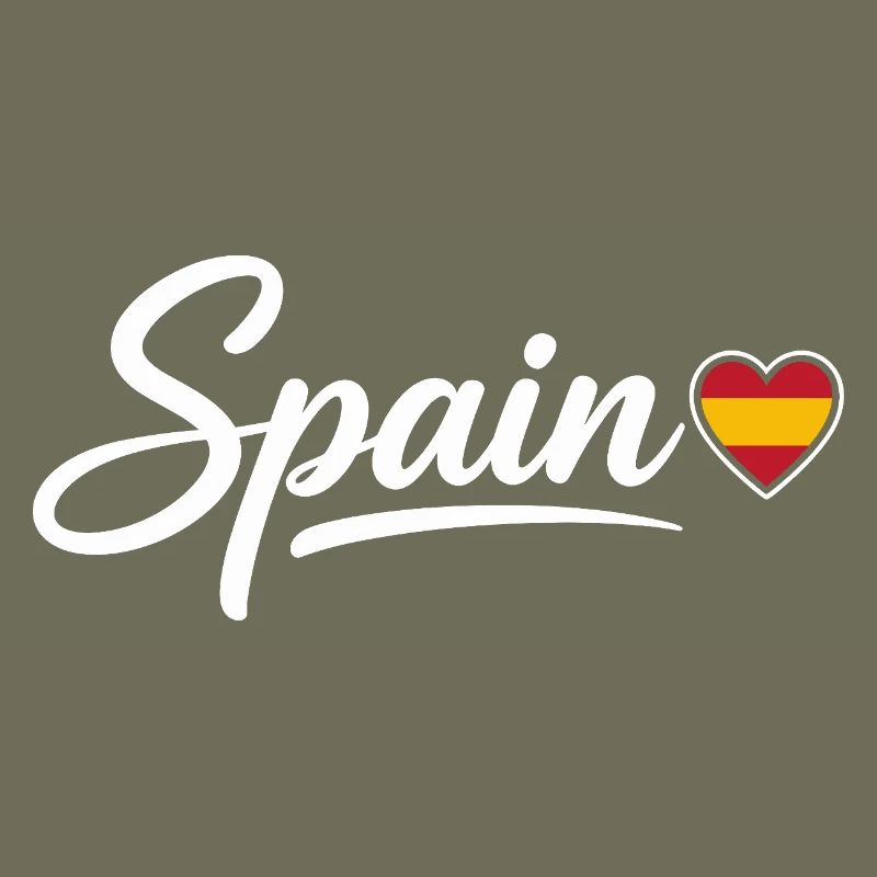 Spain Script with Heart Flag Patriotic