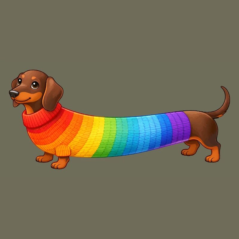 Dackel mit Regenbogen Pullover 