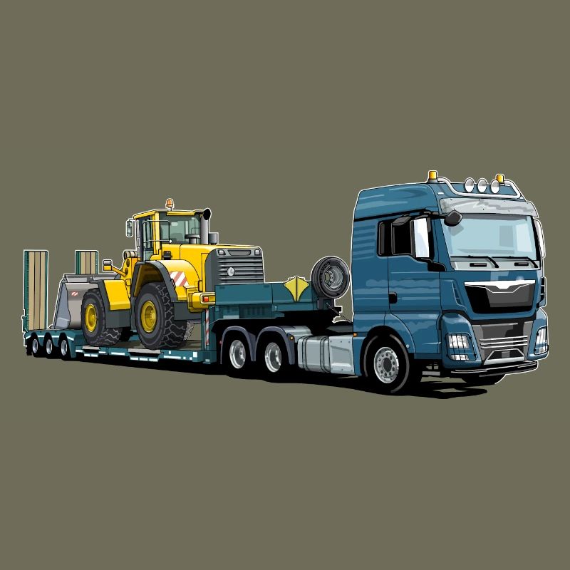 Low-loader with excavator