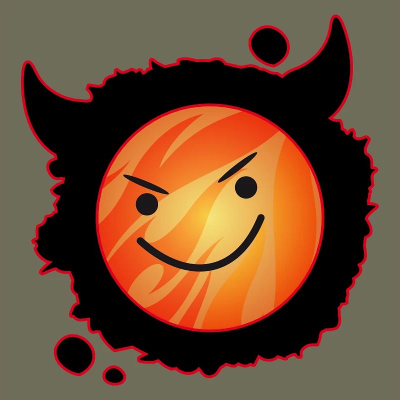 diable mignon en flammes et visage éclatant