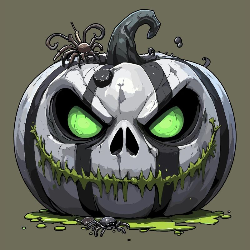 Grim Pumpkin Zombie with Green Eyes
