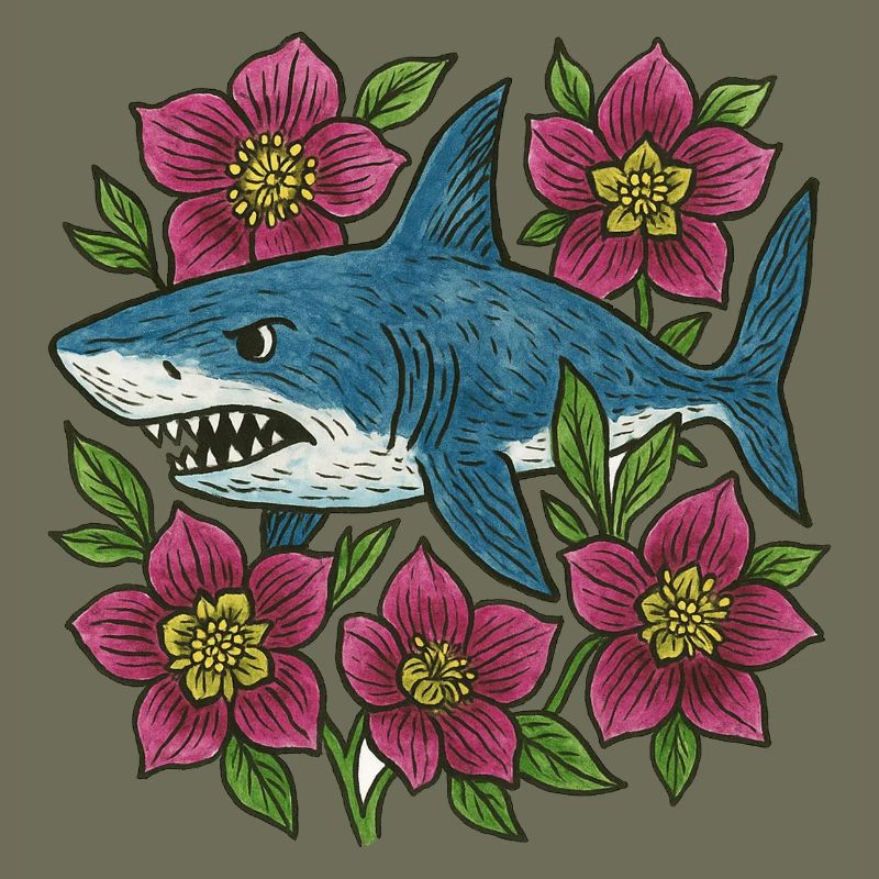 Shark among Crimson Blossoms
