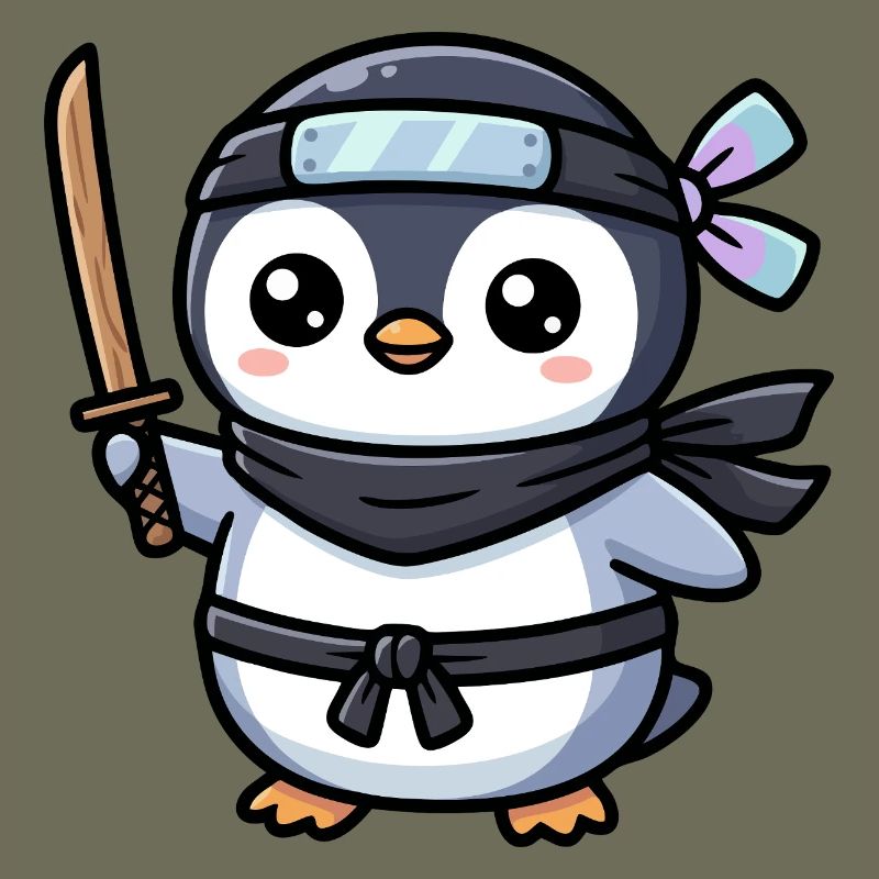 Pingouin Ninja avec Épée