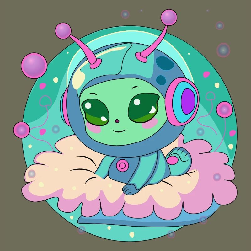 Pastel Astronaut Alien on Cloud