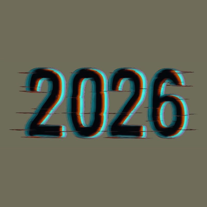 Futuristic Year 2026 Design with Neon Effect
