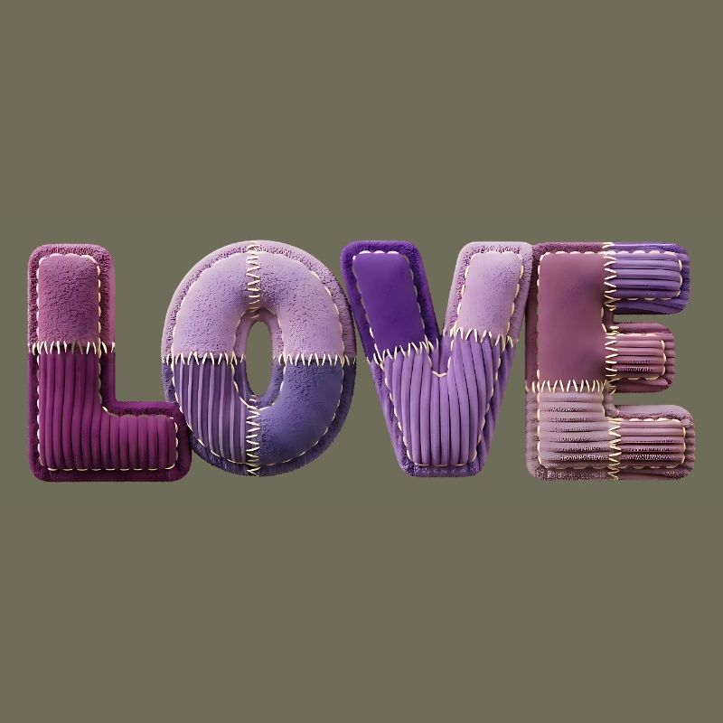 J’adore le look patchwork en tissu 3D en lettres