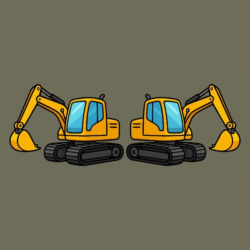 Silhouette de machine de construction double