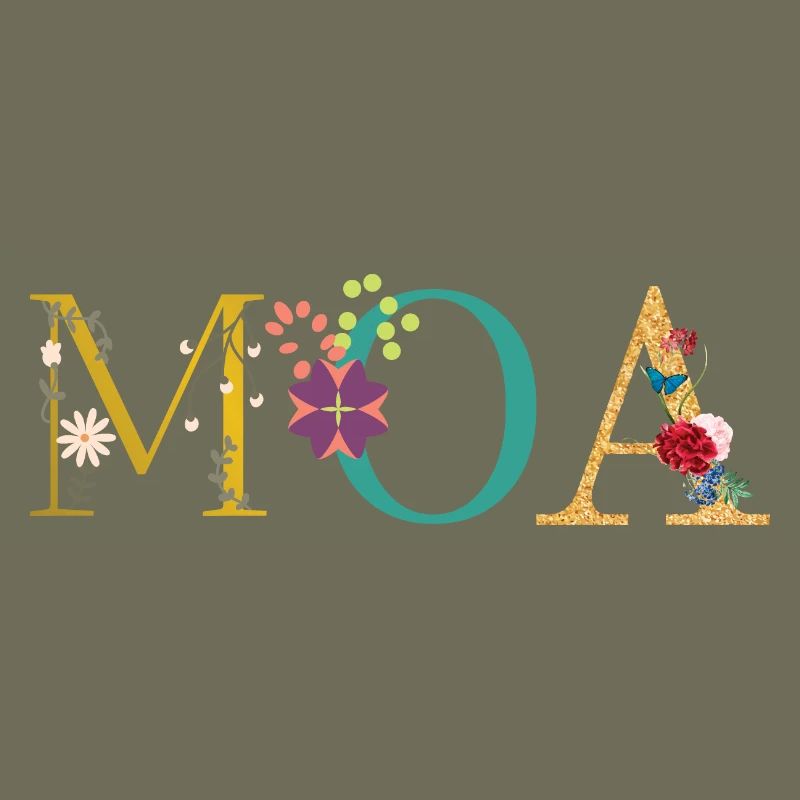 Nom du MOA décoré de fleurs