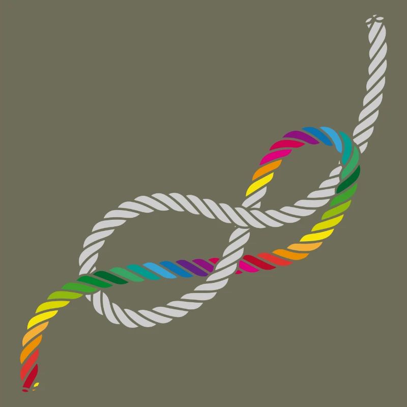 Achtknoten oder Liebesknoten in Regenbogen Farben