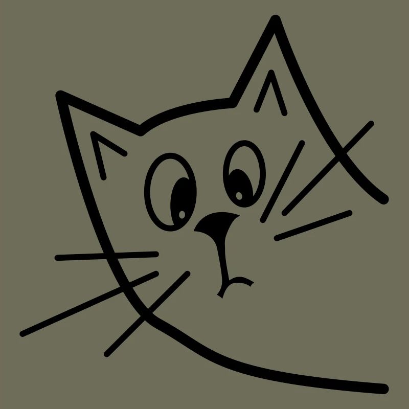 Cute Curious Cat - Minimalist Design