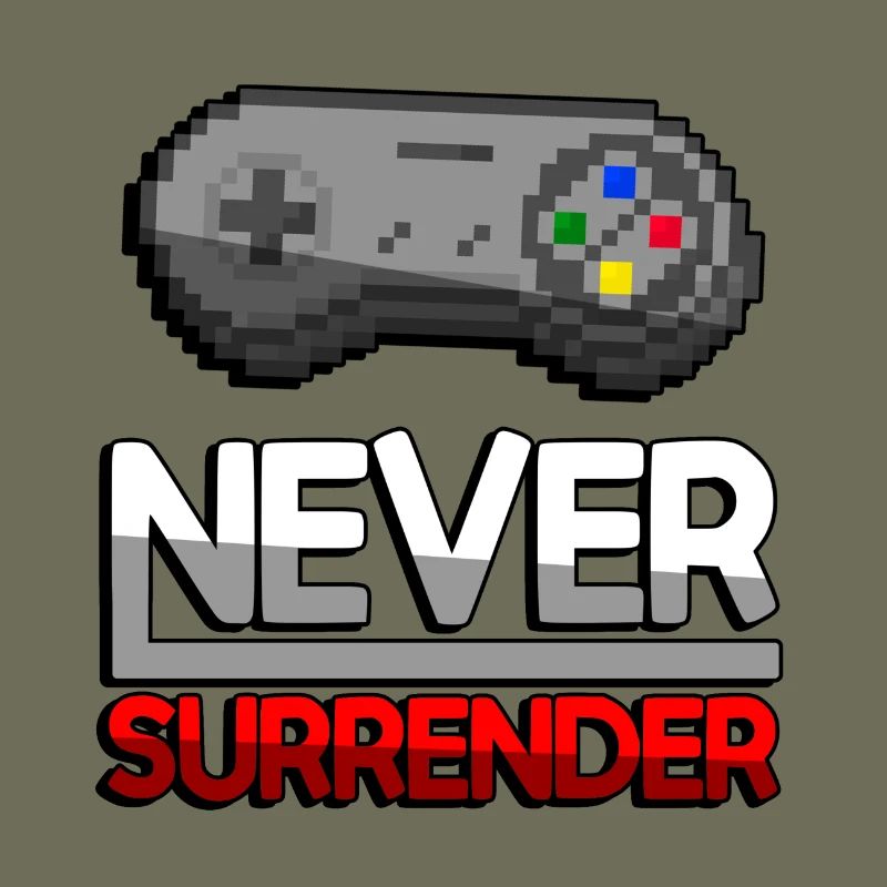 NEVER SURRENDER (Rot) + SNES Controller - Gaming