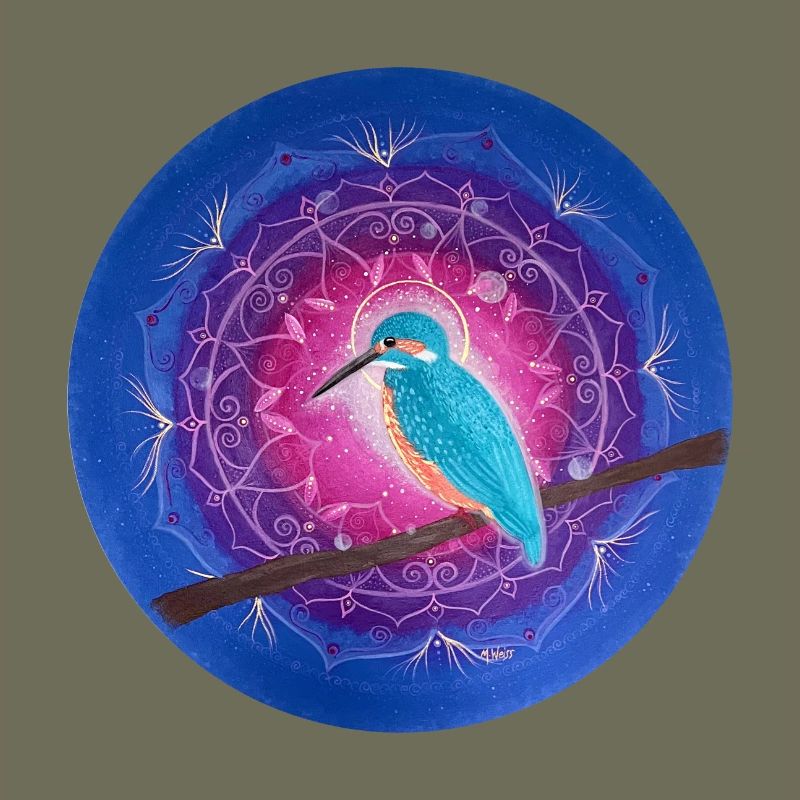Mystischer Eisvogel mit Mandala