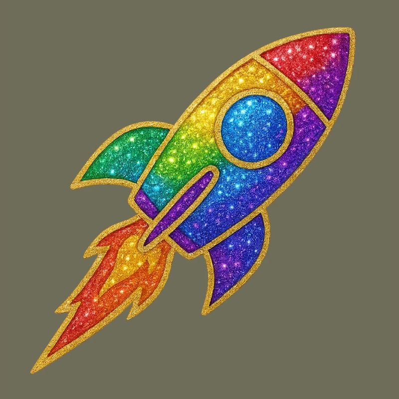 Regenbogen Rakete Glitzer Design