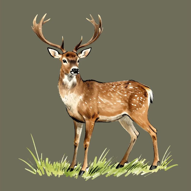 Wald-Aquarellhirsch