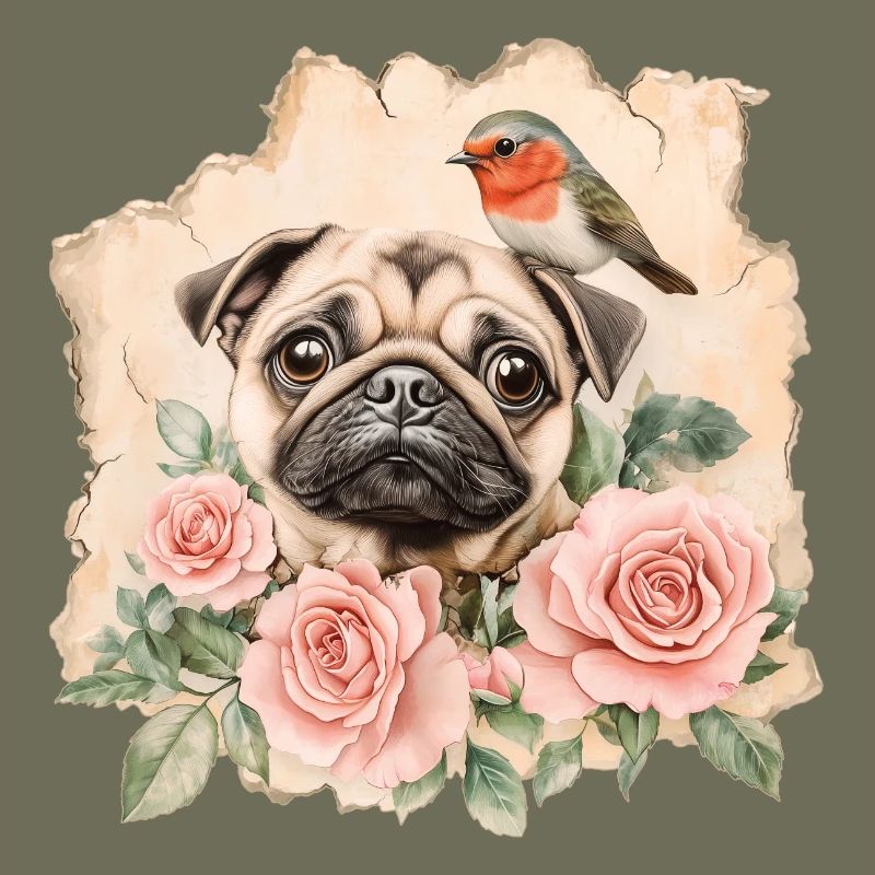 Mops und Rotkehlchen