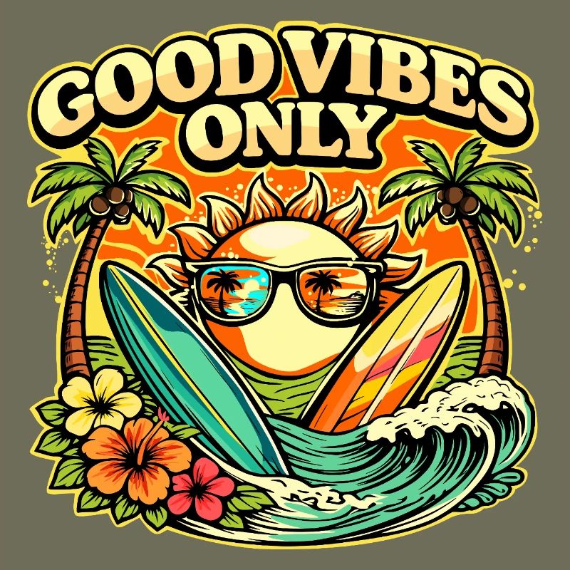 Surf Sunset Palm Trees Beach Design