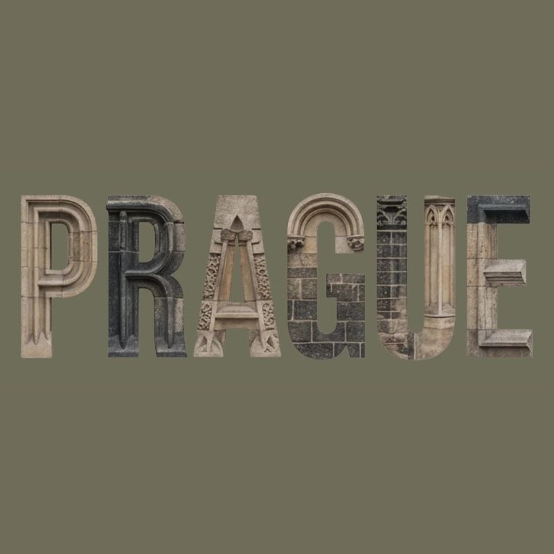 Prague Typography with Historical Architecture