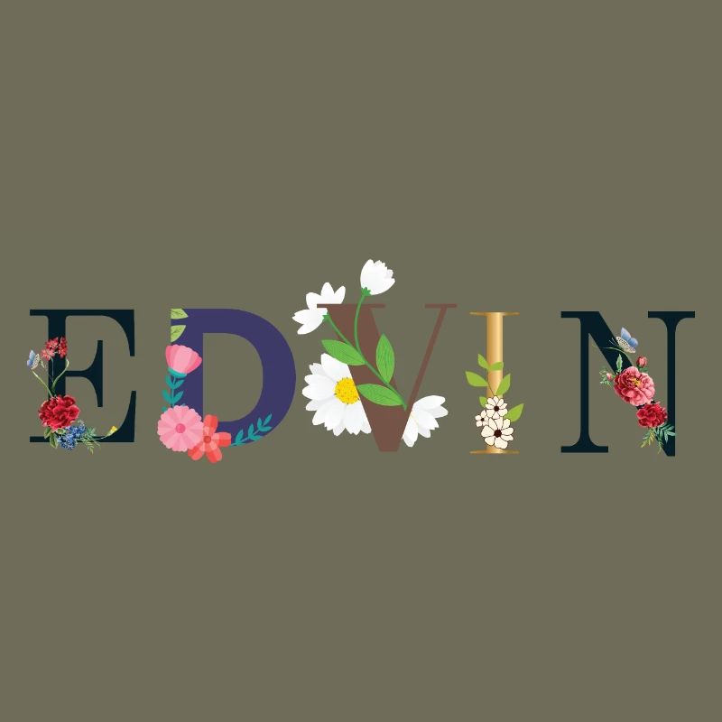 Nom EDVIN décoré de fleurs