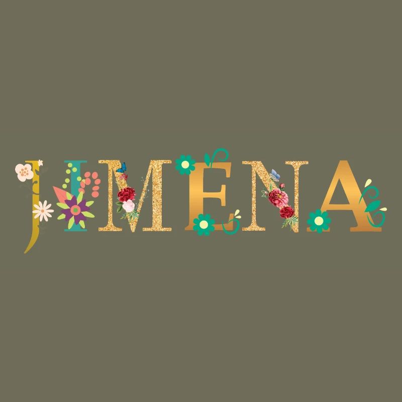 Le nom de JIMENA est décoré de fleurs