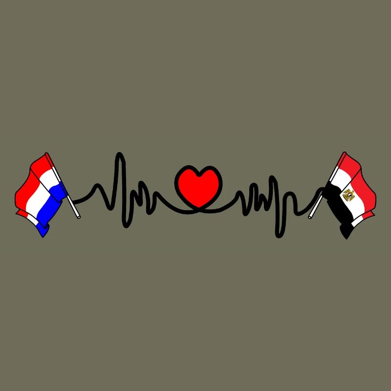 Cardio coeur avec drapeau Pays-Bas, drapeau Egypte