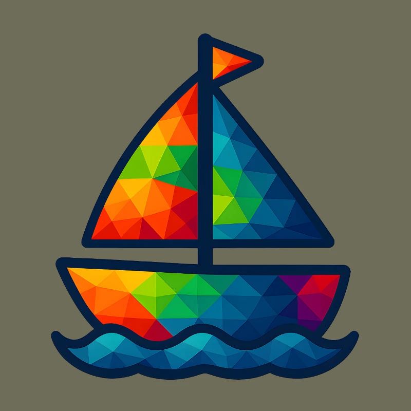 WPAP Polygon Voilier pour bébé de style kawaii