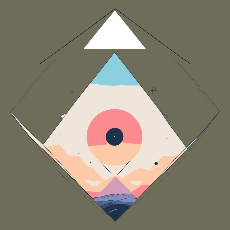 Abstract Geometric Sunset Scene